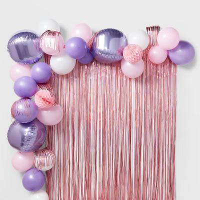 48ct Balloon Arch Garland Décor Kit with Backdrop Pink/Purple - Image 3