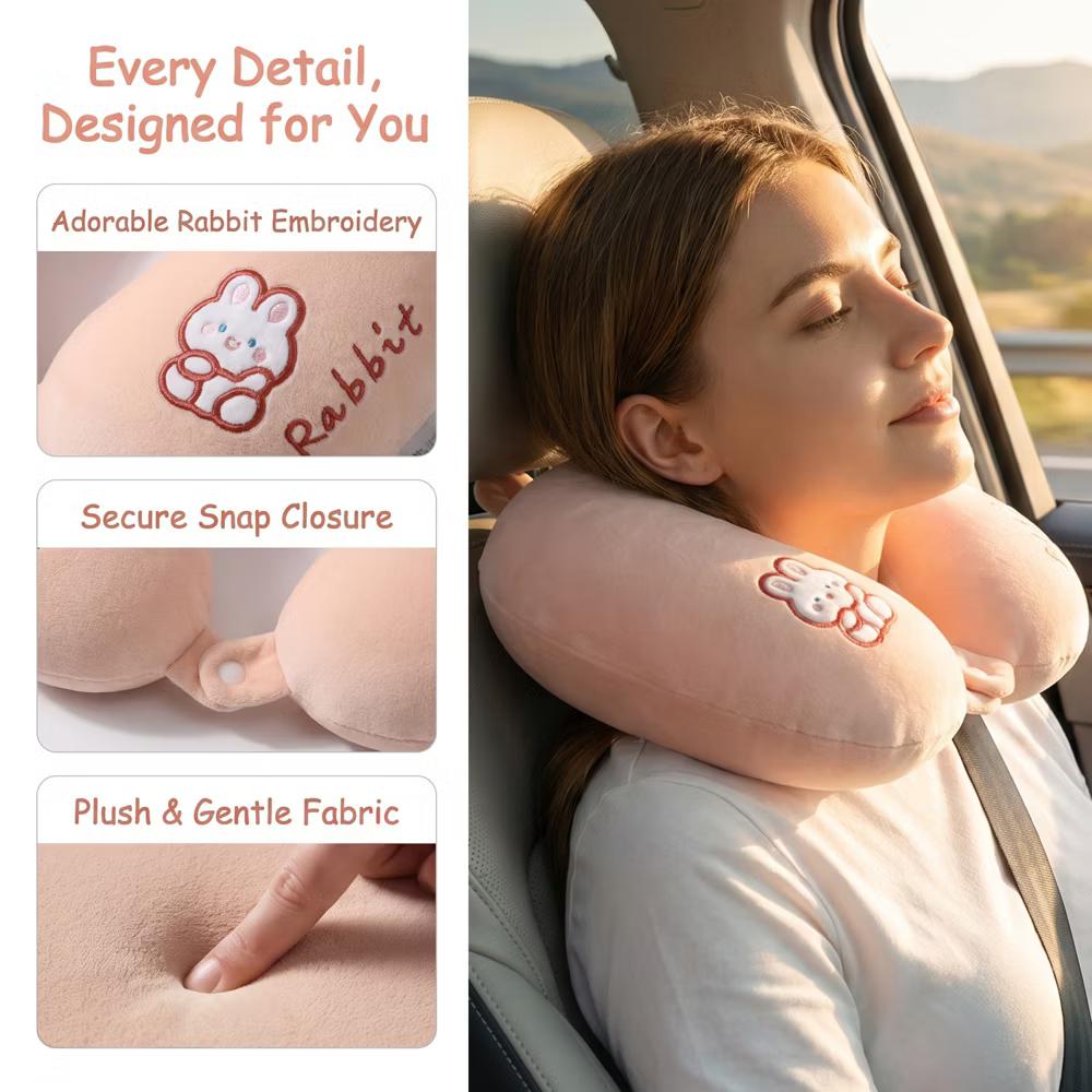 Cut Animal Pattern Memory Foam U-Shape Travel Lightweight Travel Neck Pillows 13x11in 1 Pc - Image 16