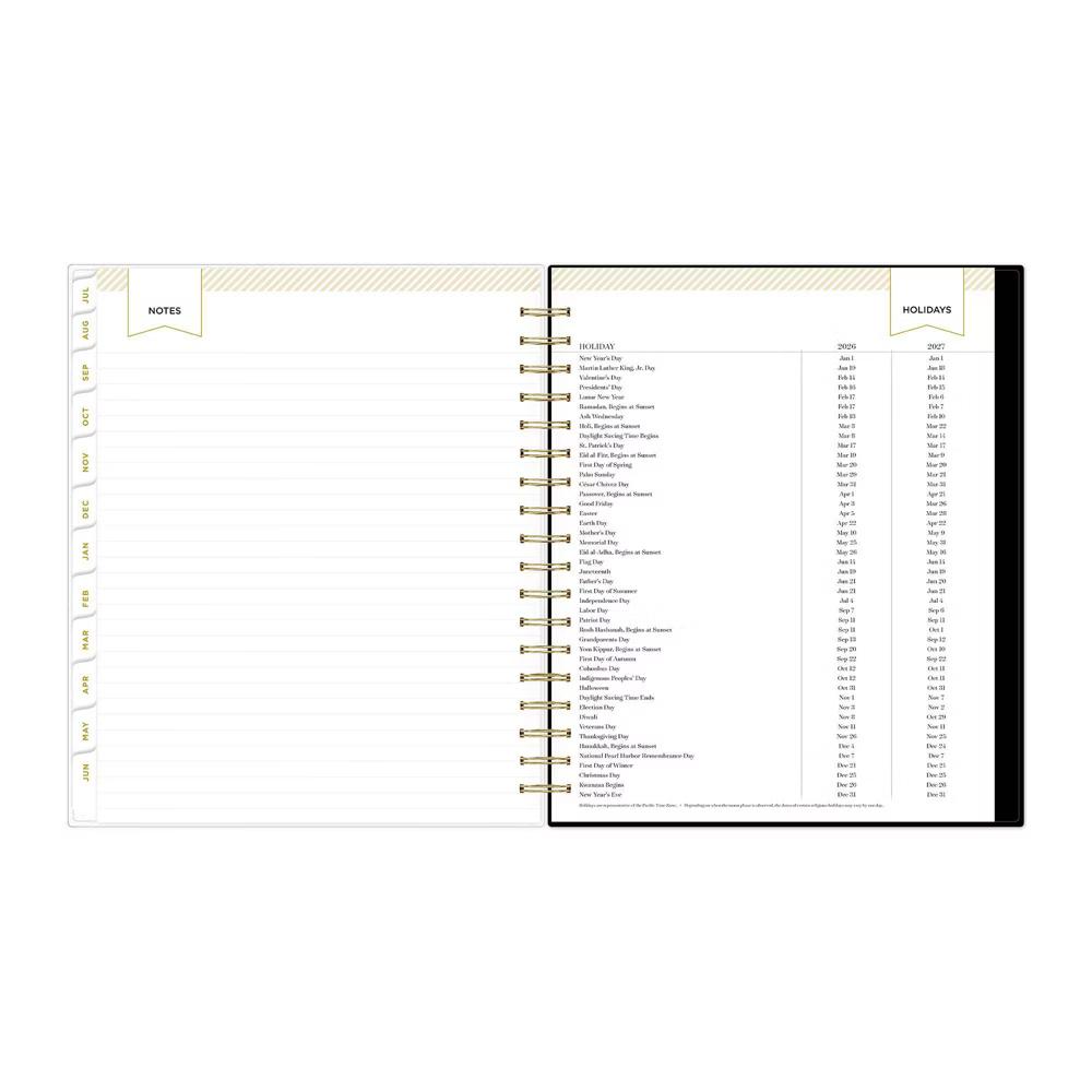 Day Designer 8"x10" AY 2026-2027 Planner Rugby Stripe Black Frosted 27 Daily/Monthly Safety Wirebound - Image 10