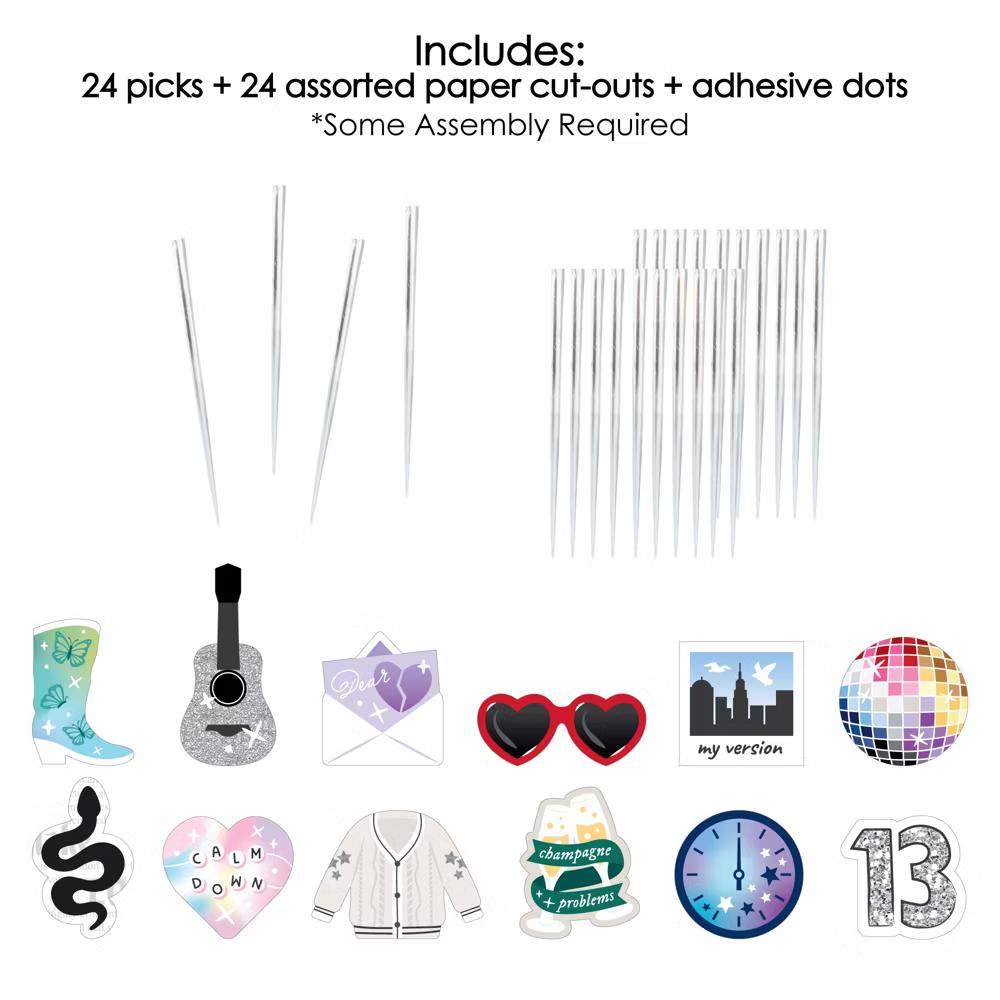 In My Party Era - Dessert Cupcake Toppers - Celebrity Concert Party Clear Treat Picks - Set of 24 - Image 4