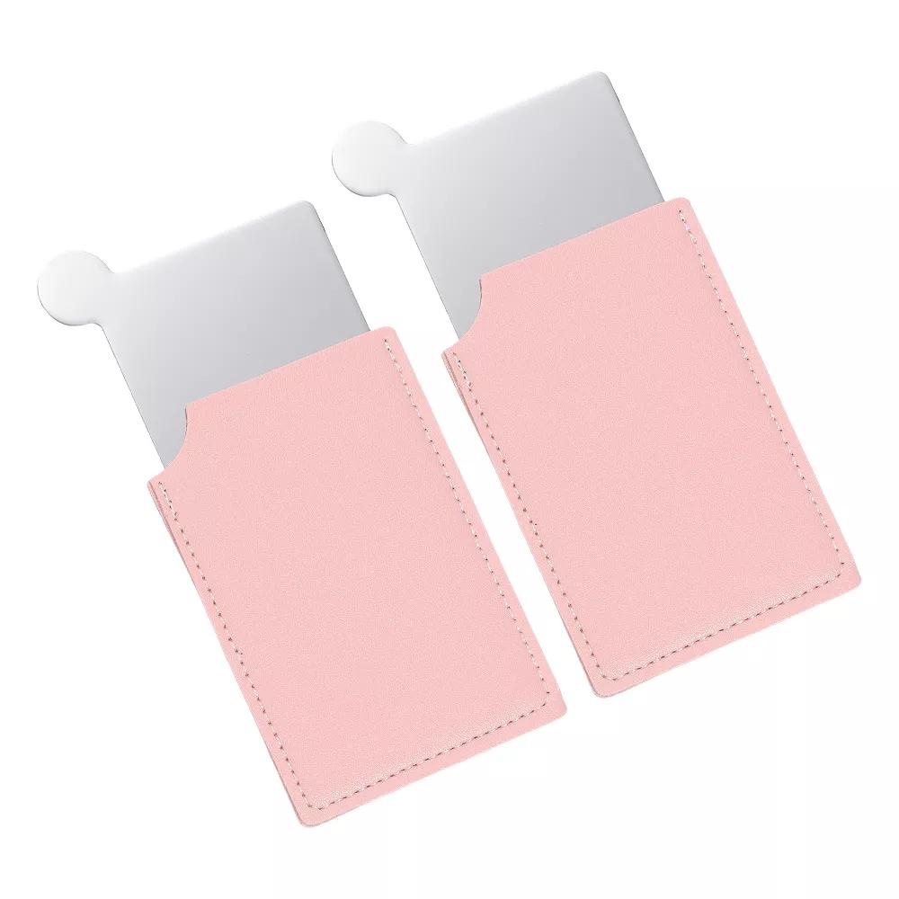 Small Rectangle Travel Women Portable Pocket Mirror with Leather Case 2 Pcs - Image 26