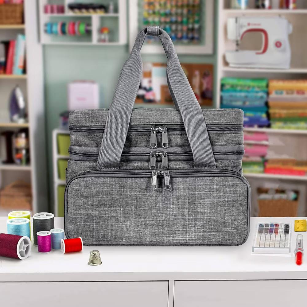 Singer Soft Collapsible Basket Gray: Sewing Kit Storage Case, Polyester, 12.25" Width, 9" Height, 8" Depth - Image 2