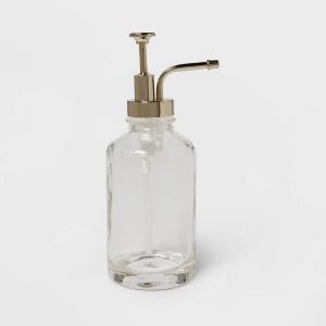 Oilcan Soap Dispenser Clear - Glass & Plastic, Bathroom Accessory, Gel Soap Compatible