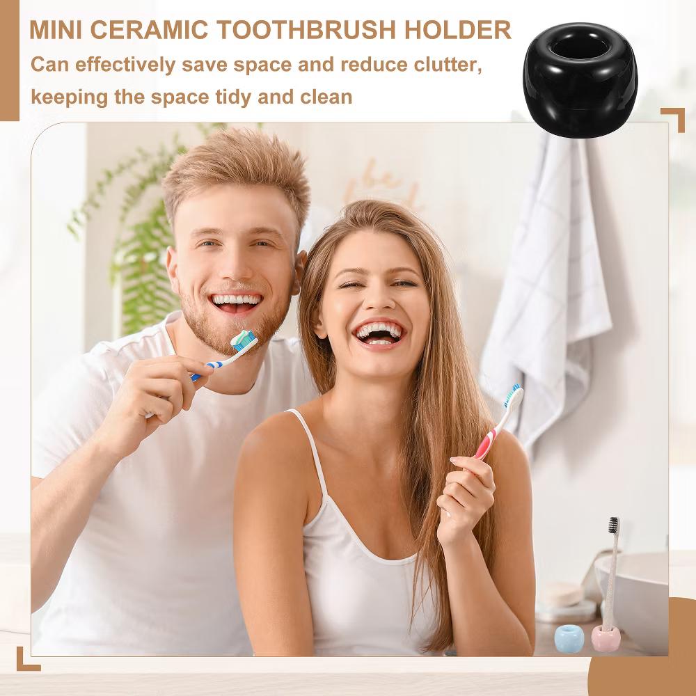 Mini Ceramics Toothbrush Holder Stands 2 Pcs - Image 3