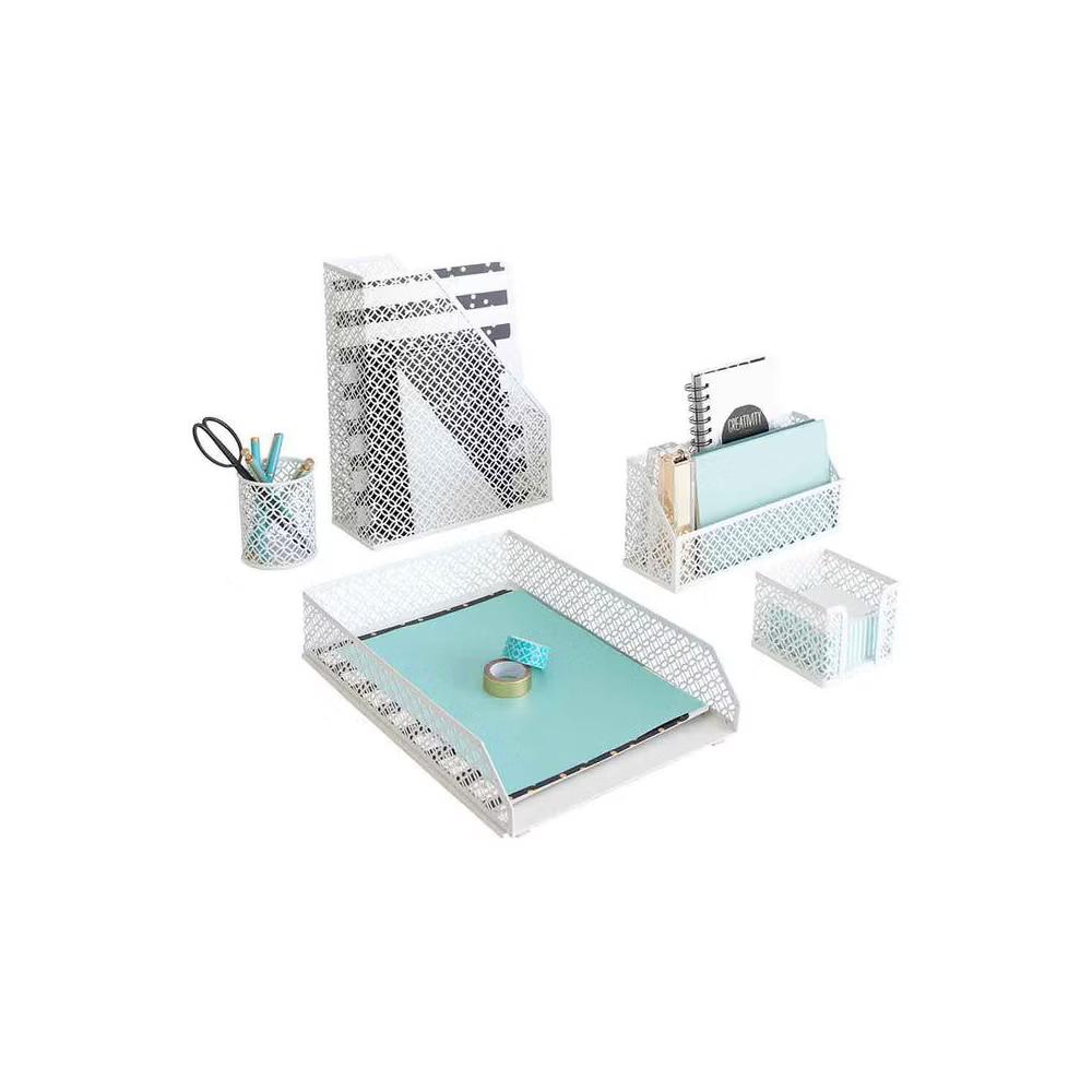 Blu Monaco Desk Organizer Set - 6-Piece Desk Accessories for Mail, Sticky Notes, Pens, Magazines & Documents - Image 43