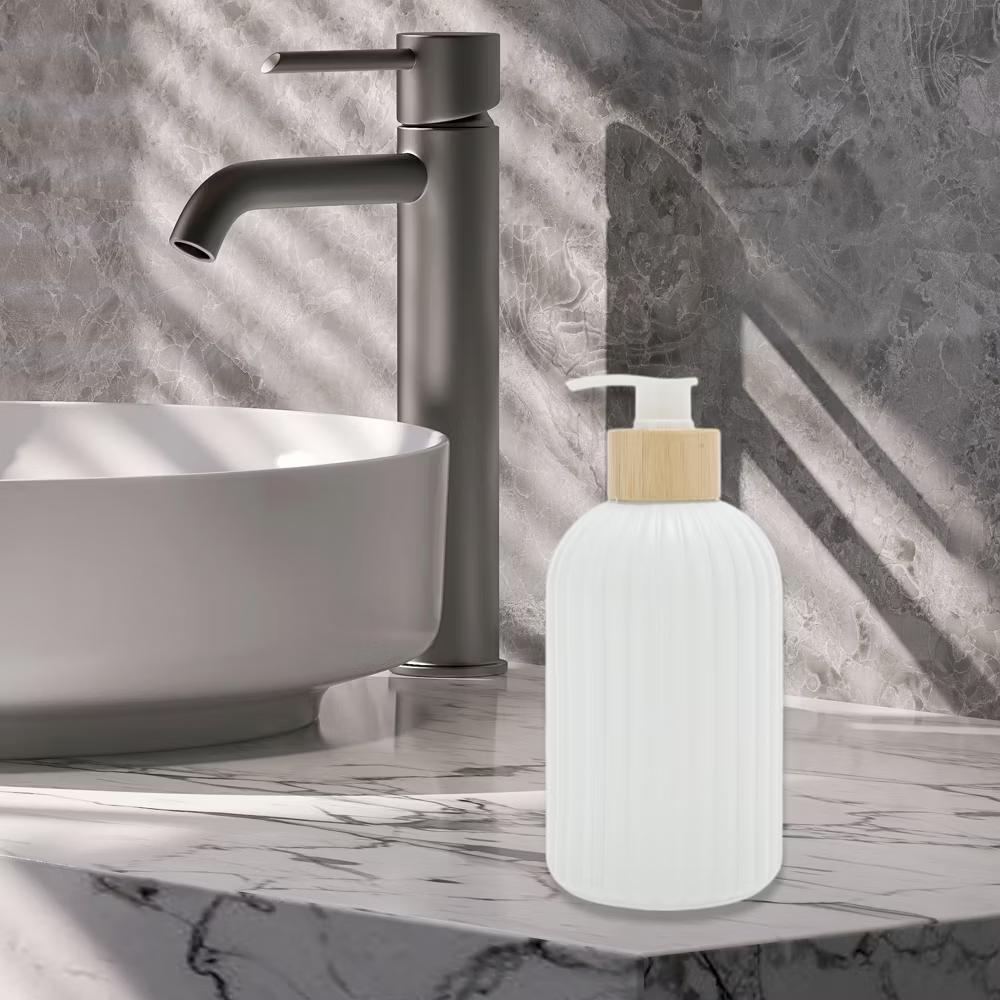 Durable Round Bottom Vertical Stripe Soap Dispenser 13.53oz 1 Pc - Image 9