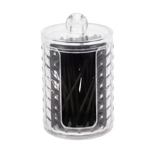 U-shaped Open Cup Acrylic Cotton Swab Jar for Bathroom Clear 1 Pc