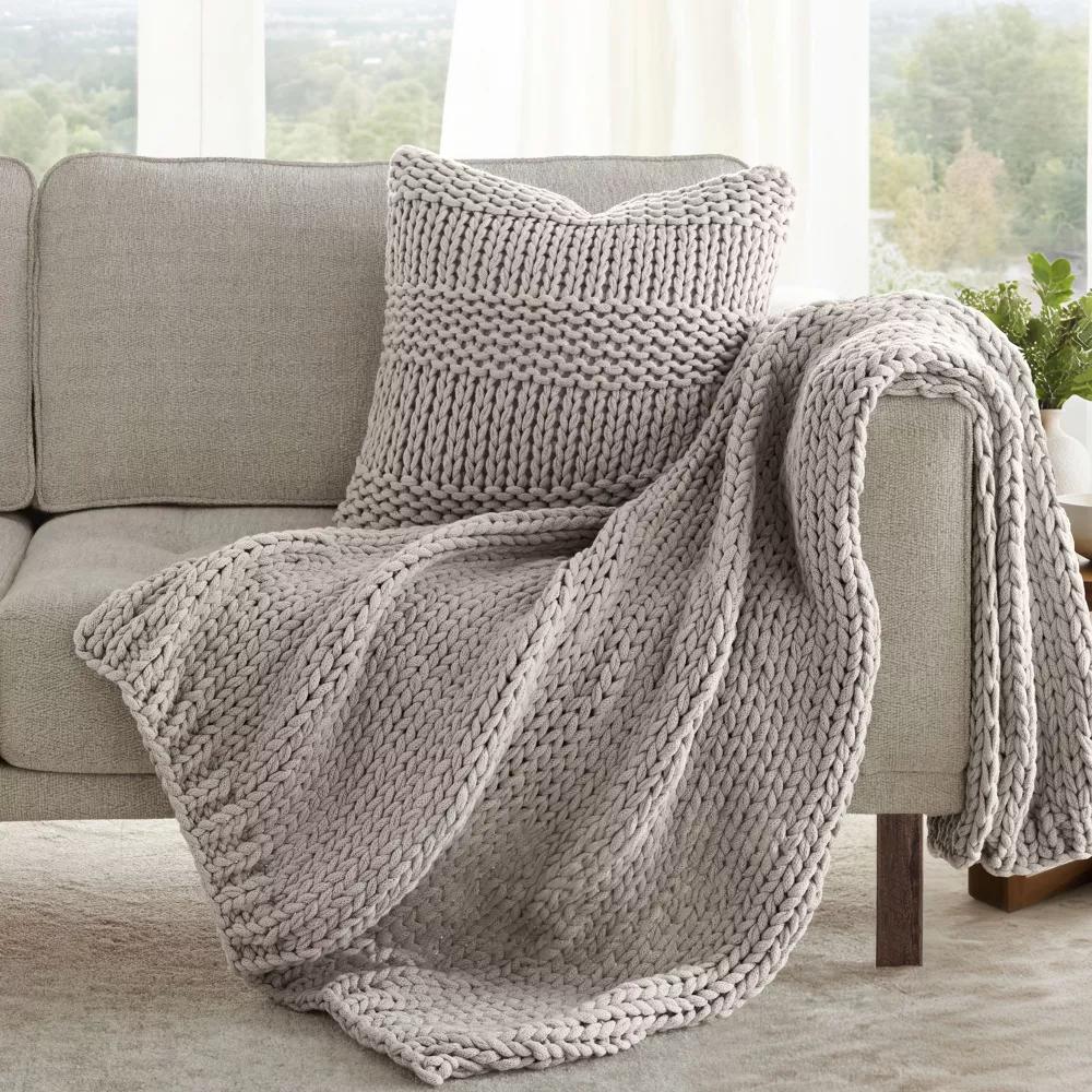 Cozy Chunky Knit Throw Pillow Cover And Pillow Insert - Image 41