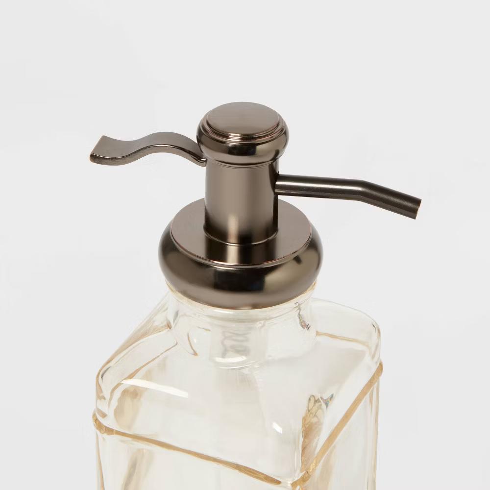 Antique Glass Tall Soap Pump Brown - Image 2