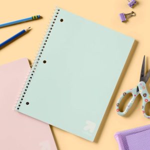 Quad Rule Spiral Notebook 7.5"x9.75" Poly Cover 80 Sheets Pastel Green