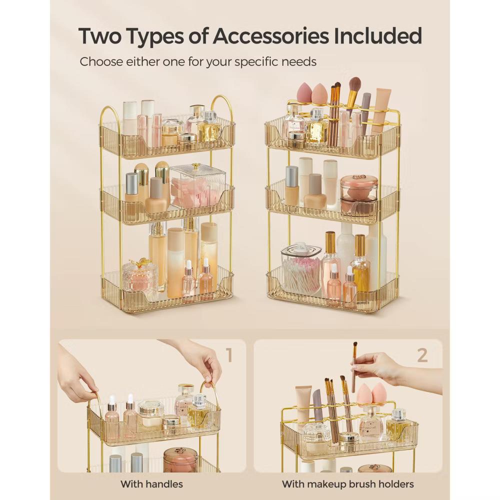 3-Tier Skincare Organizer with 2 Accessory Options, Adjustable Makeup and Jewelry Holder for Vanity Countertop - Image 4