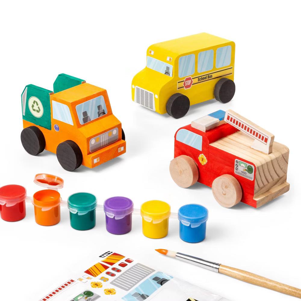 Paint-Your-Own Wooden Vehicles - DIY Art Kit with Stickers & Acrylic Paint for Kids 4 - Image 2