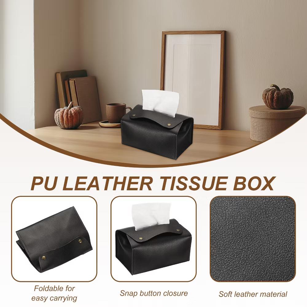 PU Leather Home Car Office Decorative Tissue Box Holder - Image 9