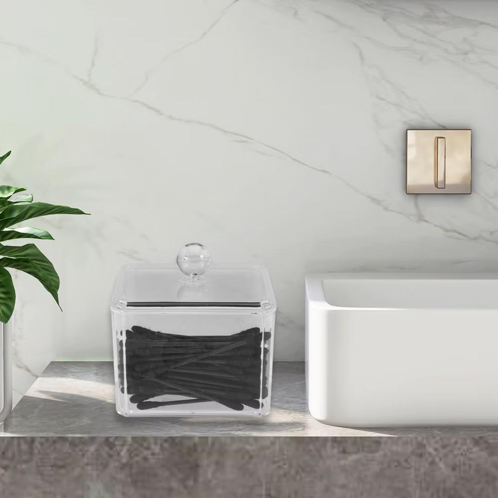Square Single Layer Acrylic Cotton Swab Holder Bathroom Transparent 1 Pc - Image 2