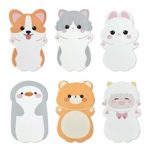 Baby Animals Sticky Notes, Adhesive Memo Notepads for Home, Office, Work (Set of 6)