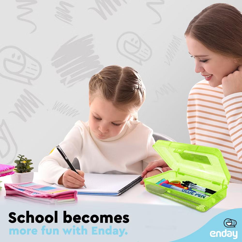 Plastic Pencil Box with Snap Closure Lids, Small Utility Storage Crayon School and Office Supplies Case Organizer - Image 15