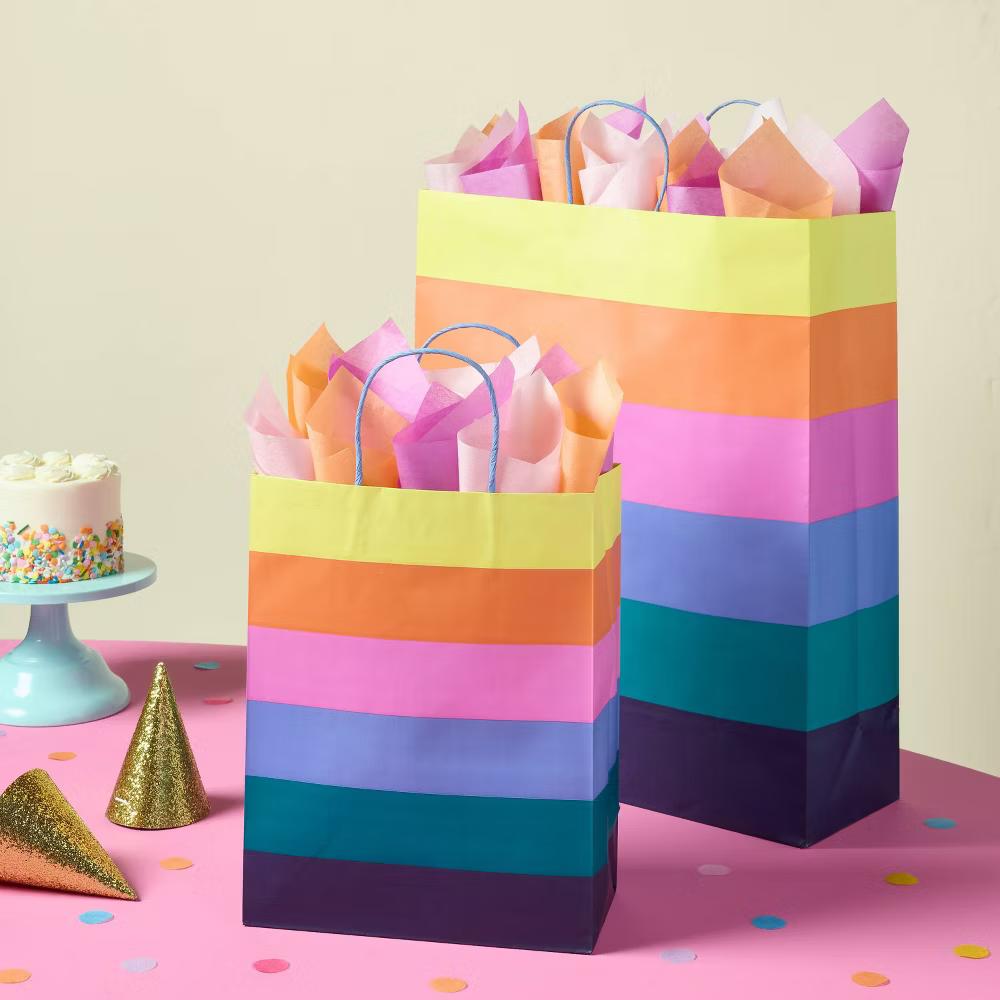 Medium Colorblock Stripe Gift Bag Colorful - Image 2