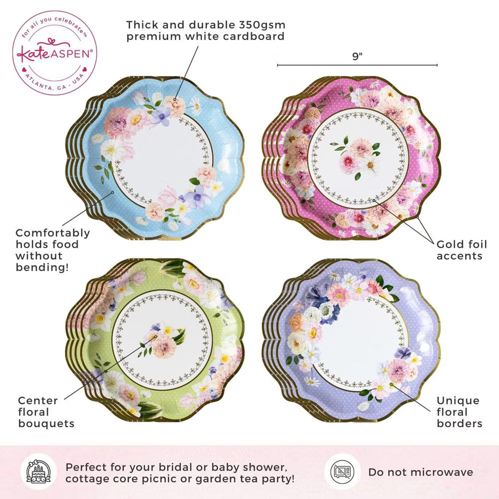 Tea Time Whimsy 9 in. Premium Paper Plates (Set of 32) - Image 16