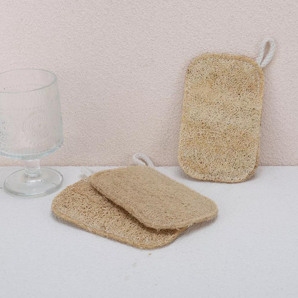 Double Layer Loofah Dish Sponge with Hanging Loop 3 Pcs - Image 11