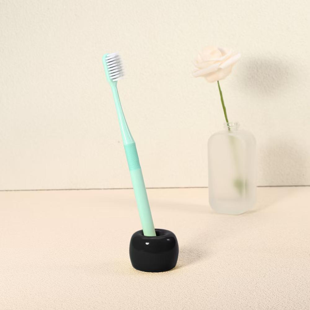 Bathroom Round Mini Ceramic Toothbrush Holder 1.65"x1.18" 2Pcs - Image 3