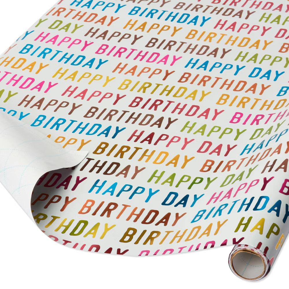 20 Sq Ft Happy Birthday Colorful Print Wrapping Paper - Image 3