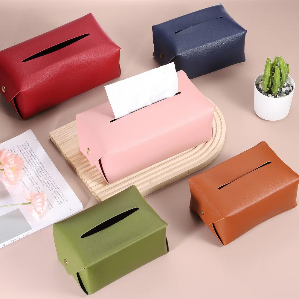 Rectangle PU Leather Tabletop Bathroom Kitchen Tissue Box Cover