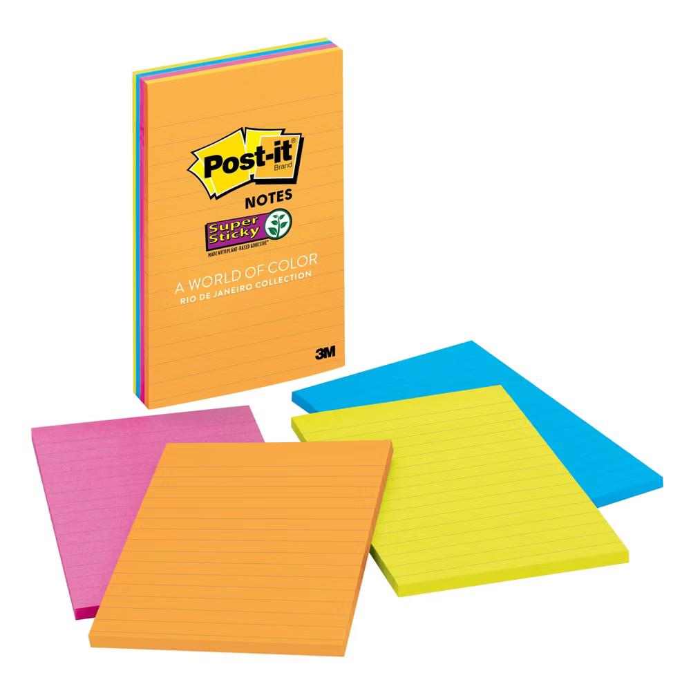 Super Sticky Notes, 4" 6", Rio de Janeiro Collection, Lined, 4 Pads/Pack, 2 Packs - Image 2