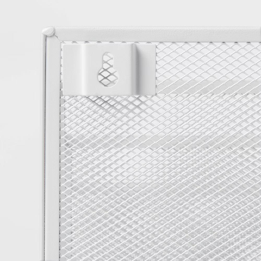 Mesh Hanging File Sorter with Keyholes White - Wall File Holder, Steel, Adult Assembly Required