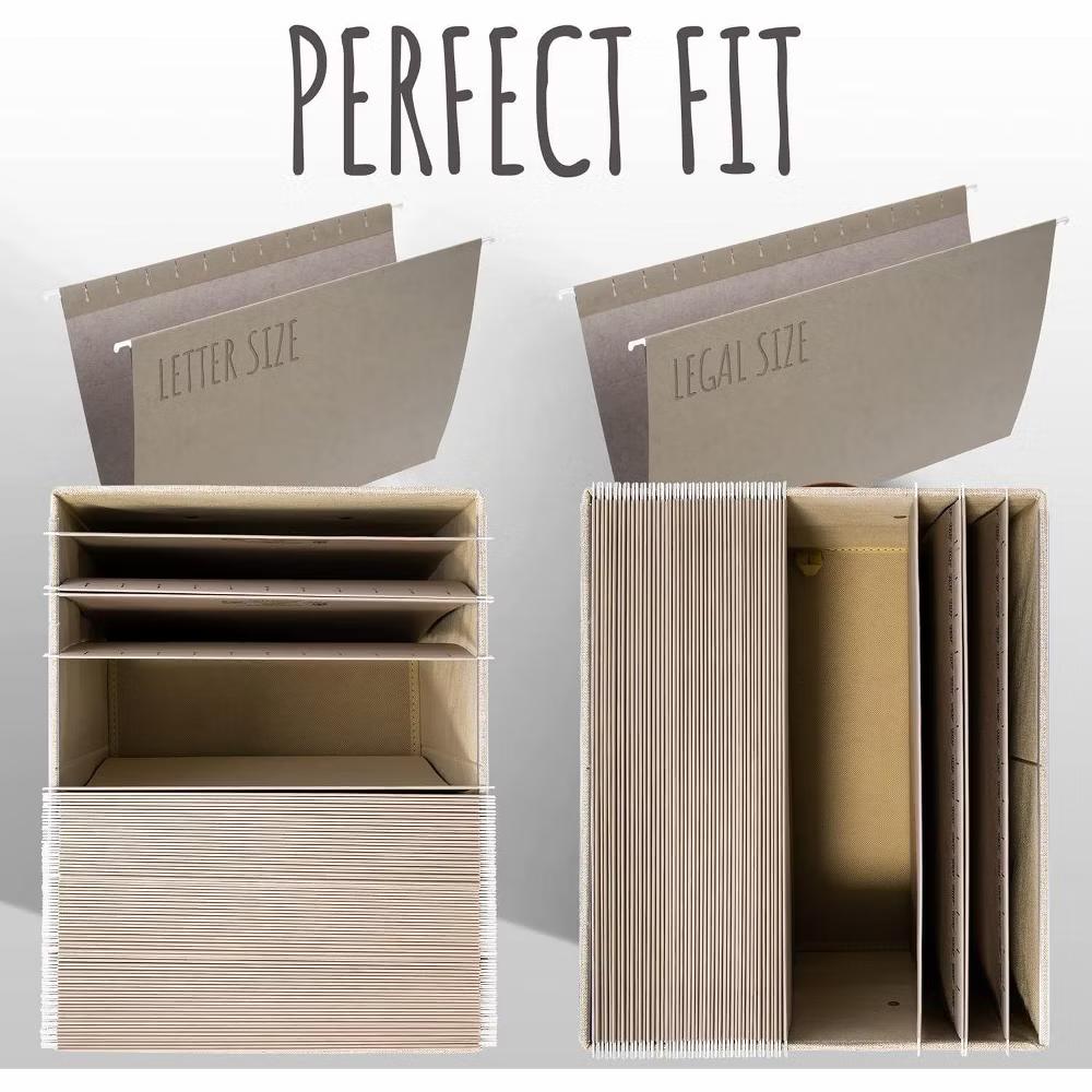 ZICOTO File Organizer Box Set of 2 – Collapsible Linen Filing Boxes with Handles & Lid - Image 2
