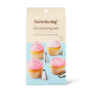 Cupcake Decorating Set - Includes 4 Icing Tips, 12 Pieces, Disposable Bags