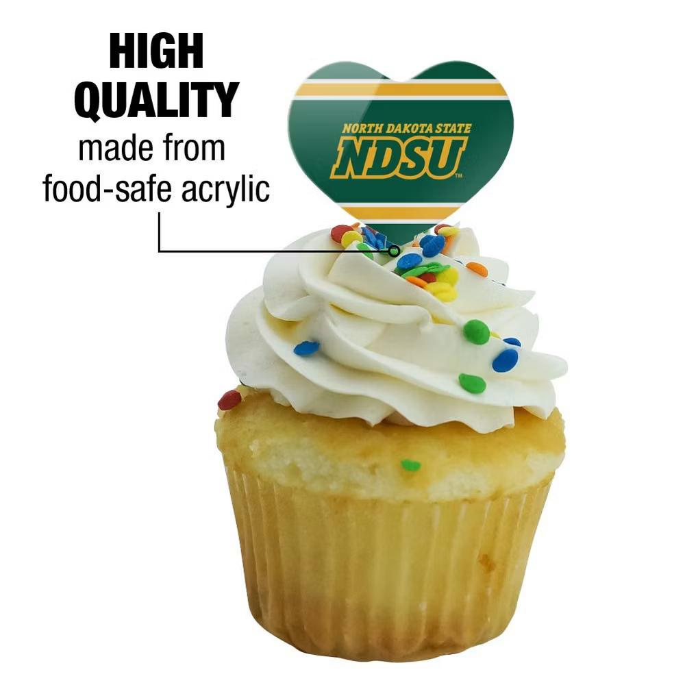 North Dakota State NDSU Stripes Heart Love Cupcake Picks Toppers Decoration Set of 6 - Image 6