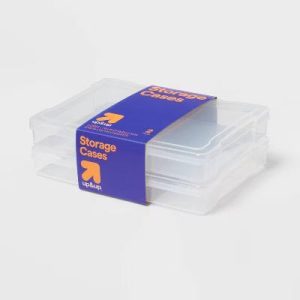 Small 5x7 Pencil Box/Photo/Craft/Travel Clear Storage Case 2pk