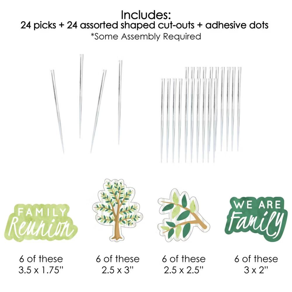 Family Tree Reunion - Dessert Cupcake Toppers - Family Gathering Party Clear Treat Picks - Set of 24 - Image 7