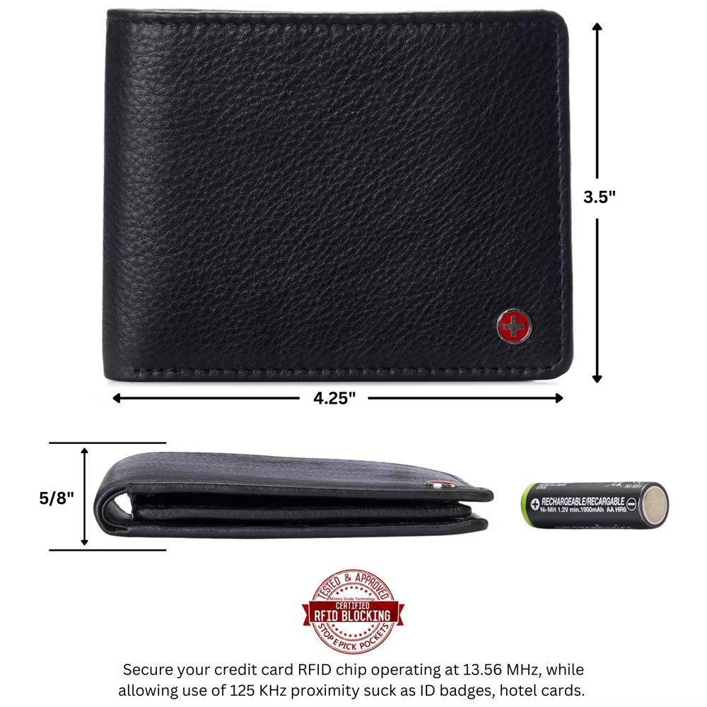 Alpine Swiss Connor Executive Bifold Wallet | Business Passcase for Men | Premium Leather | Dual ID Windows | RFID Blocking | Gift Box Included - Image 6
