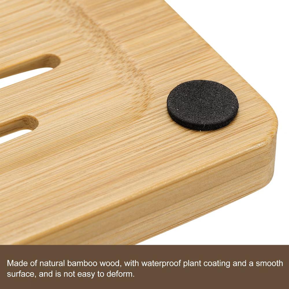 Natural Bamboo Wooden Soap Dish with Self-Draining for Bathroom Bathtub - Image 4