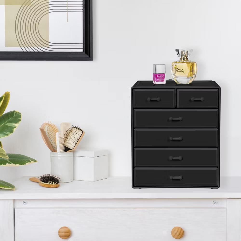 6 Drawer Makeup Organizer Case - Storage for Vanity, Bathroom, Dorm, Closet, and more -Large, 2 Small Drawers - Image 7