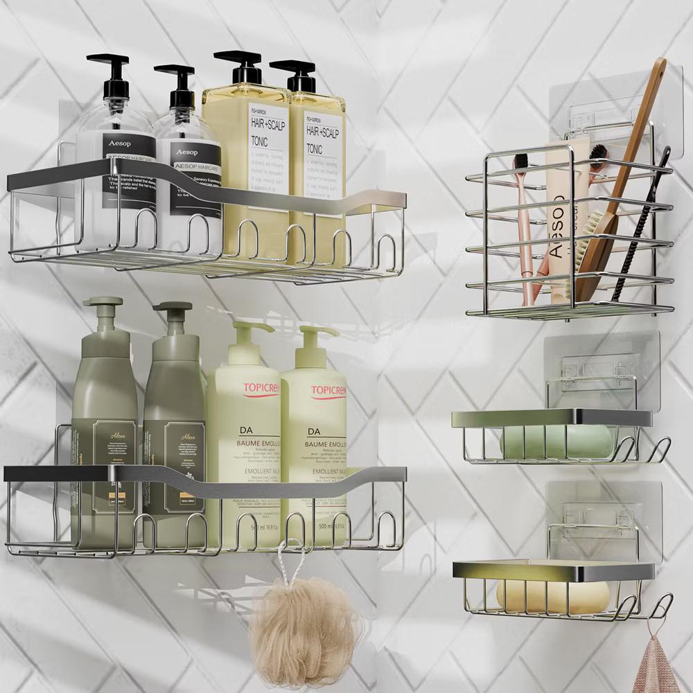 Hearth & Harbor Shower Caddy Adhesive Shower Organizer, Large Capacity Stainless Steel Shower Caddies - Image 19
