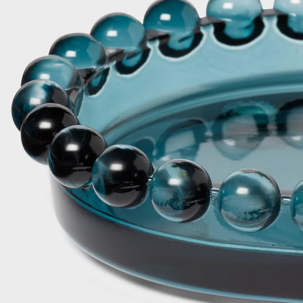 Textured Glass Tray Blue - Image 2