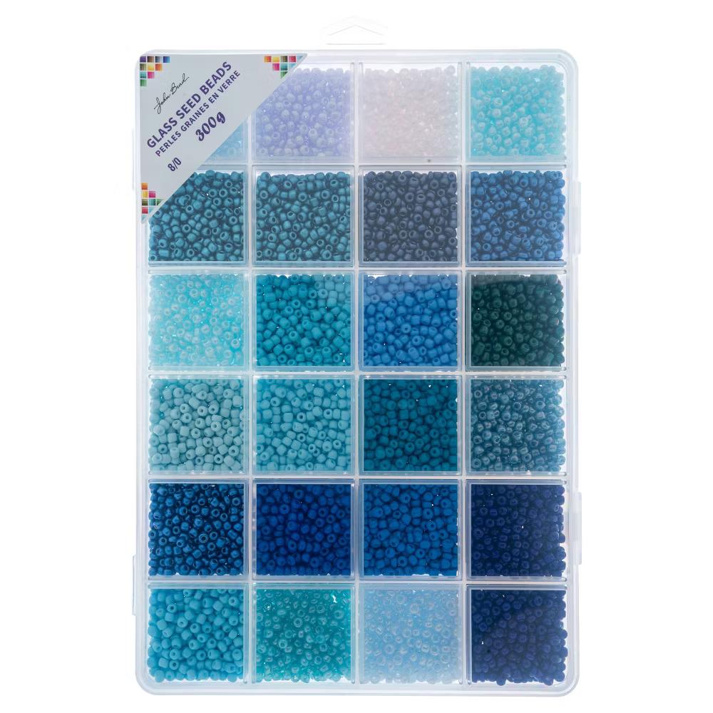 12500pcs Assorted Glass Seed Beads 8/0, 24 Colors Blue Serenity Palette Round Bead for DIY Crafts Jewelry Making Bead Box - Image 5