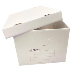 10pk Storage Filing Box Medium Duty Letter/Legal - Paperboard File Sorters, White, 16.3"x12.8"x10.5"