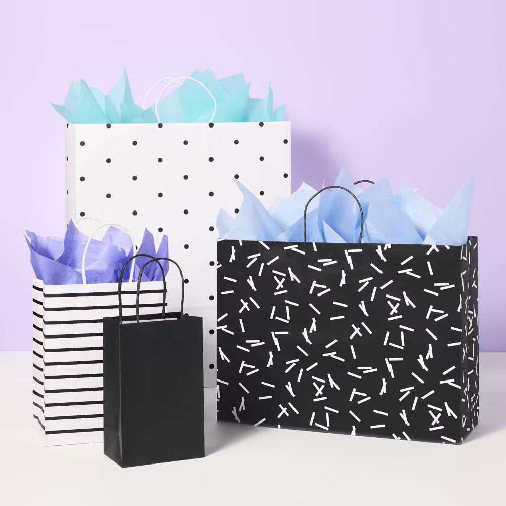 Large Confetti Gift Bag Black/White - Image 3