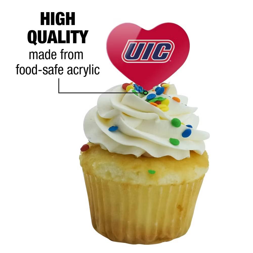 UIC Primary Logo Heart Love Cupcake Picks Toppers Decoration Set of 6 - Image 2