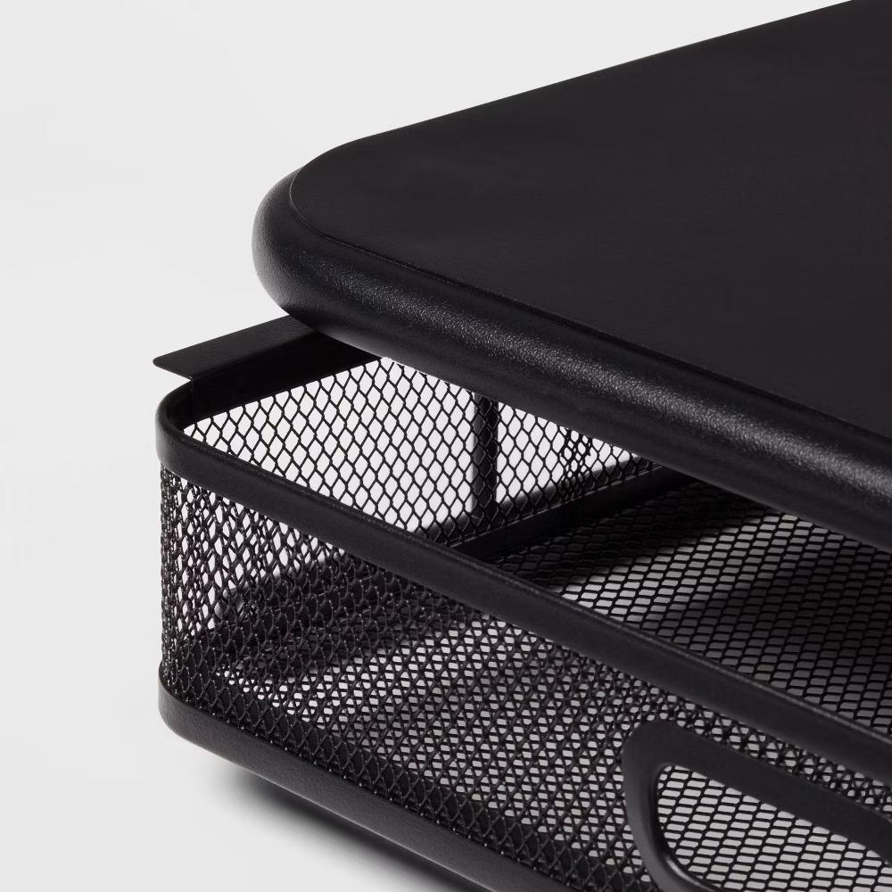 Mesh Monitor Stand with Drawer Black - Metal Monitor Riser, Desk Accessories, No Assembly Required - Image 2