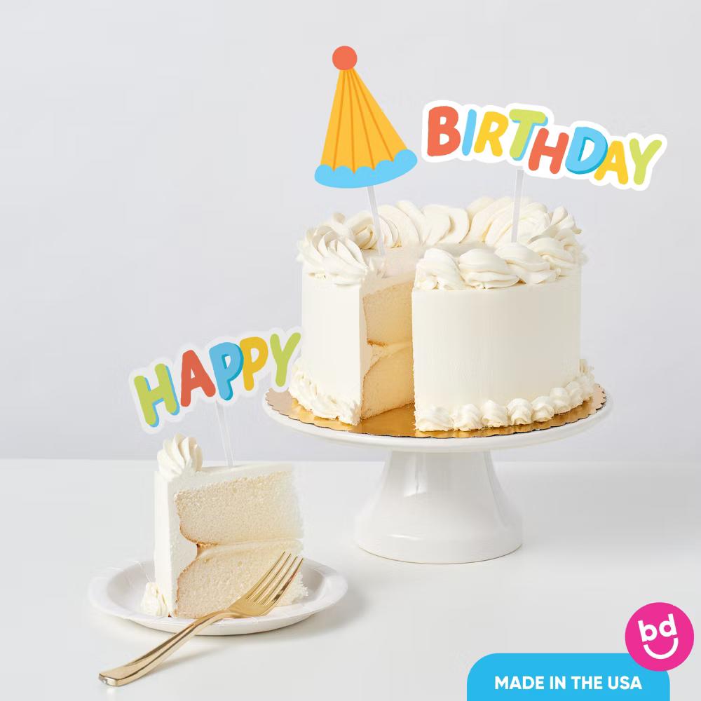 Party Time Colorful Happy Birthday Cake Topper Set, Fun Birthday Party Decorations for Kids, Teens, or Any Age - Image 4