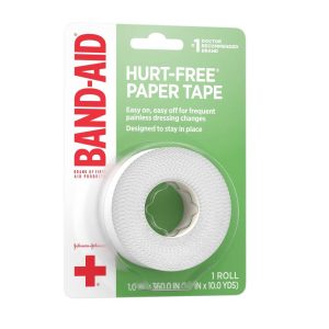 Johnson & Johnson Brand First Aid Hurt-Free Medical Paper Tape - 1in 10 yd