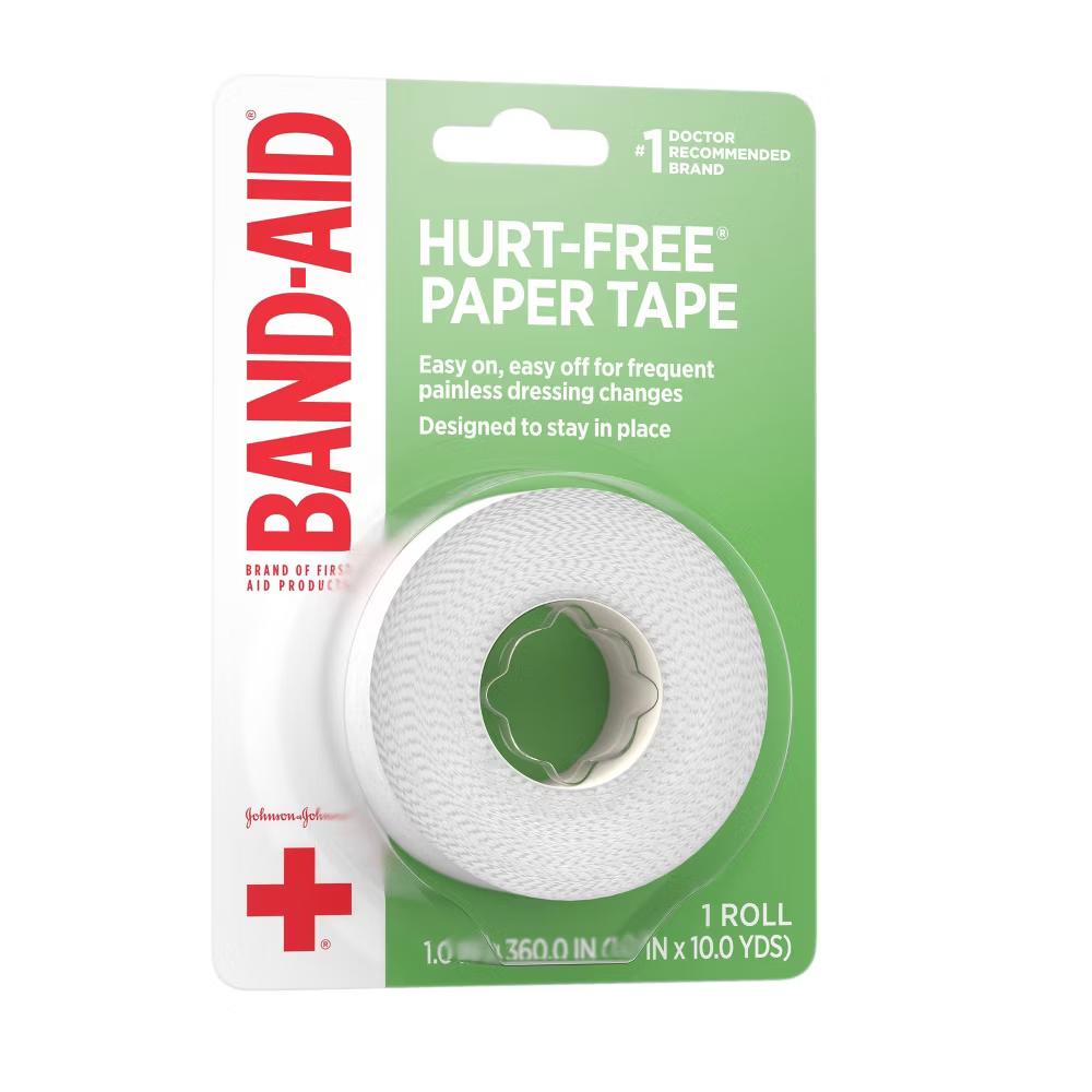 Johnson & Johnson Brand First Aid Hurt-Free Medical Paper Tape - 1in 10 yd