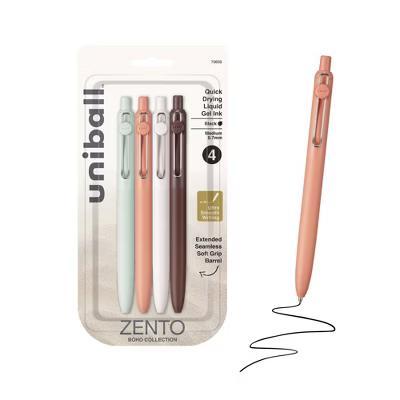 uniball Zento Retractable Liquid Gel Pens, 0.7mm Medium Point, Black Ink, Boho Barrel Colors, 4ct – Smooth, Quick-Drying Gel Ink - Image 3