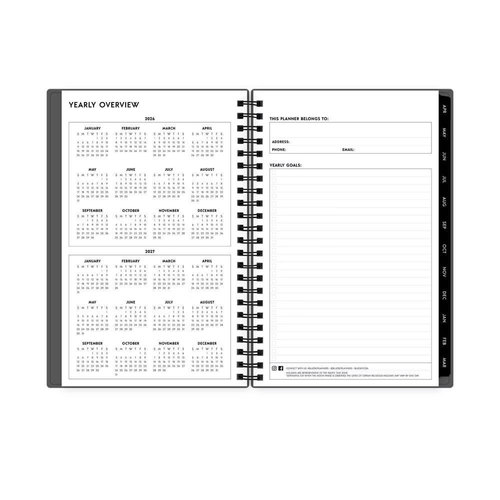 Blue Sky 5"x8" 2026-2027 Planner Gray Weekly/Monthly 15 Months Safety Wirebound - Image 2