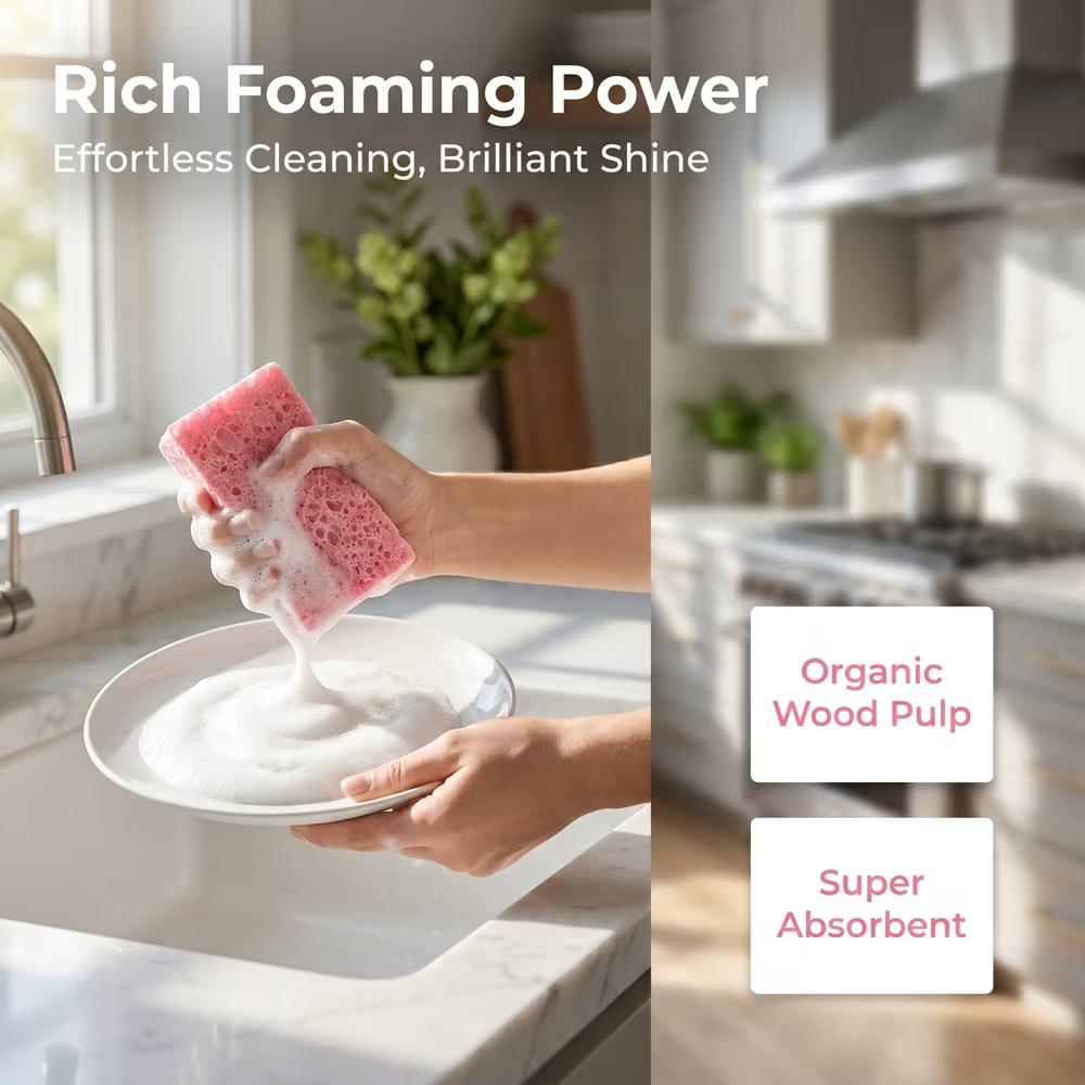 Kitchen Household Cleaning Non-Scratch Cleaning Sponge 6 Pcs - Image 33