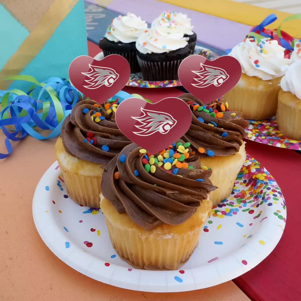 California State University Chico Primary Logo Heart Love Cupcake Picks Toppers Decoration Set of 6 - Image 4